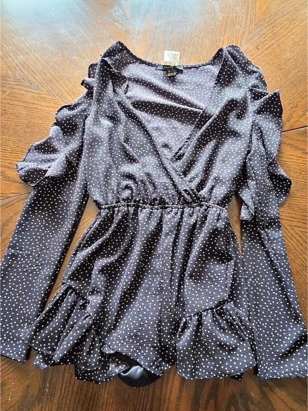Sanctuary Polka Dot Ruffle Mini Romper Black & White